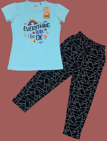 BLUE TSHIRT PANT PYJAMAS SET