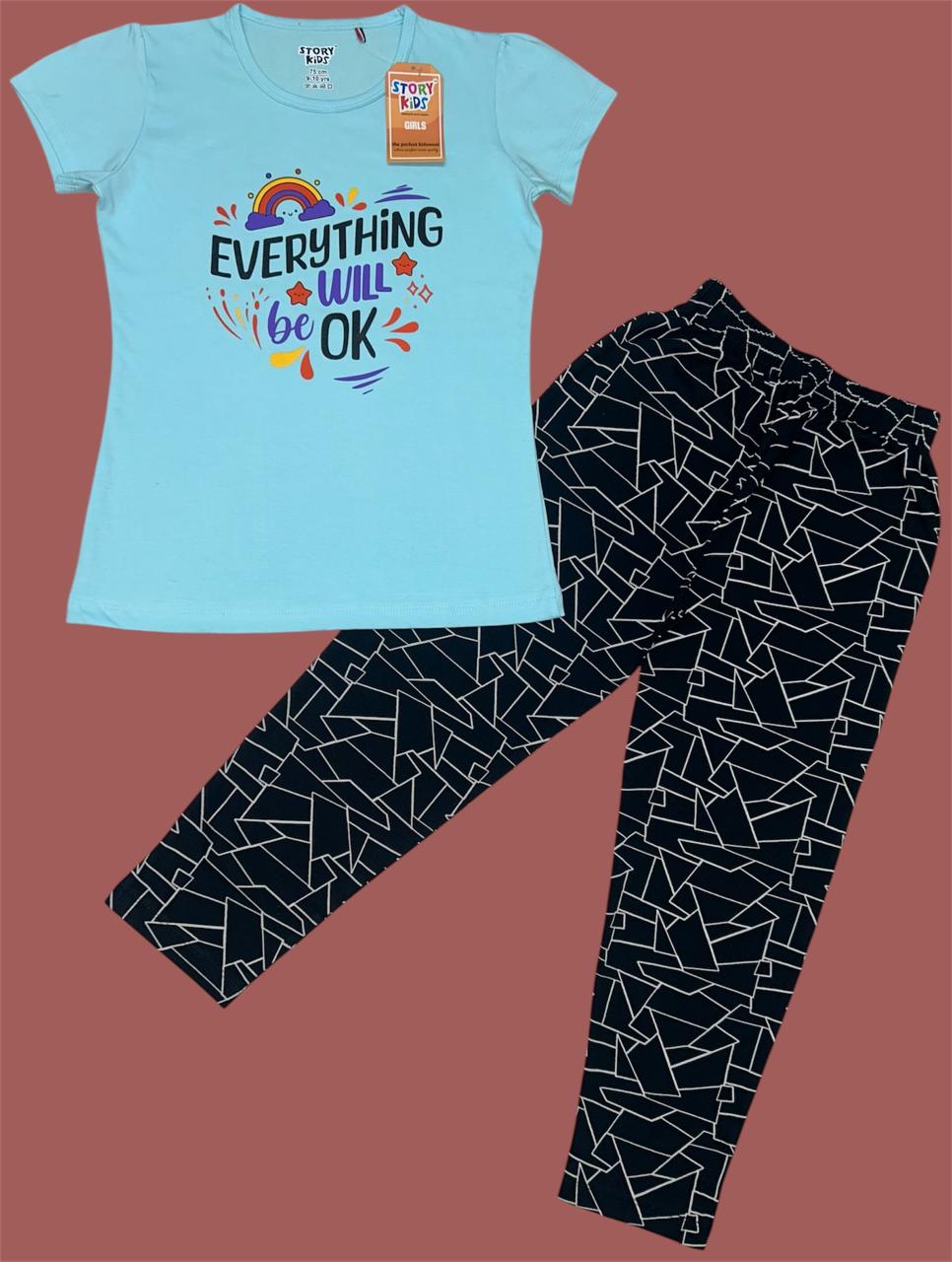 BLUE TSHIRT PANT PYJAMAS SET